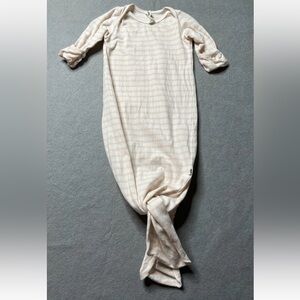 Baby Sprouts Knot Gown Girls 3-6 Months White Light Pink Stripes Hand Covers